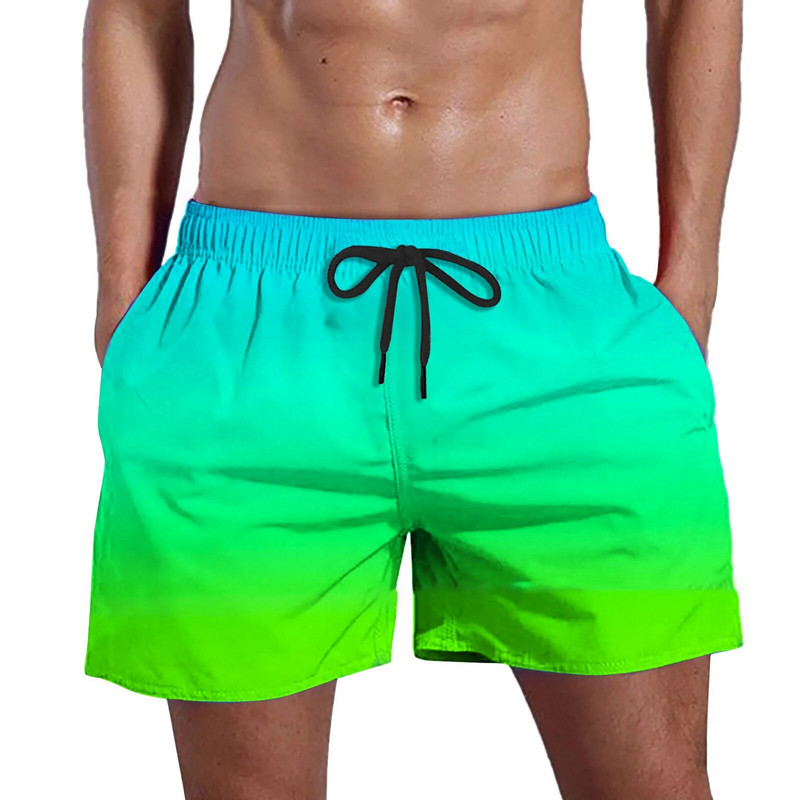 2023-as férfi sport rövid színátmenetes úszónadrág Nyári Quick Dry Pocket Beach Shorts Hawaii Board Shorts Férfi Ruházat Futás Edzés
