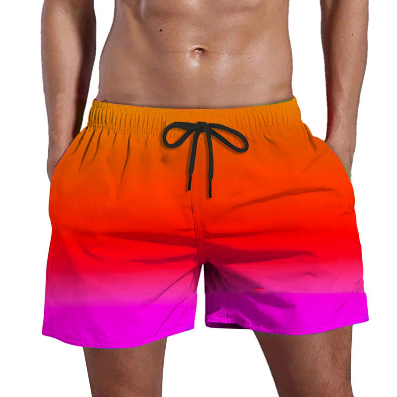 2023-as férfi sport rövid színátmenetes úszónadrág Nyári Quick Dry Pocket Beach Shorts Hawaii Board Shorts Férfi Ruházat Futás Edzés