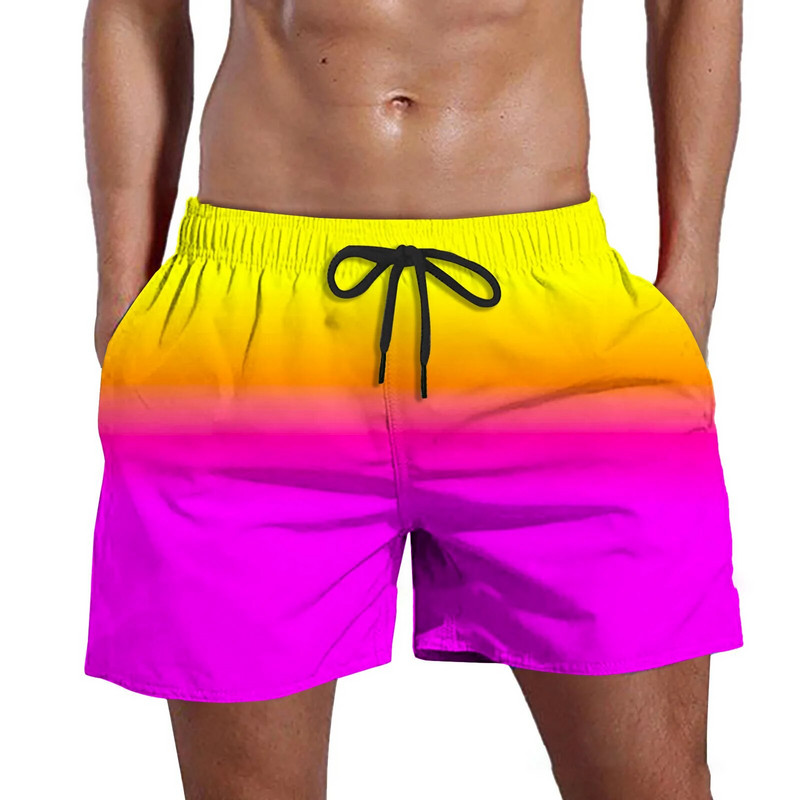 2023-as férfi sport rövid színátmenetes úszónadrág Nyári Quick Dry Pocket Beach Shorts Hawaii Board Shorts Férfi Ruházat Futás Edzés