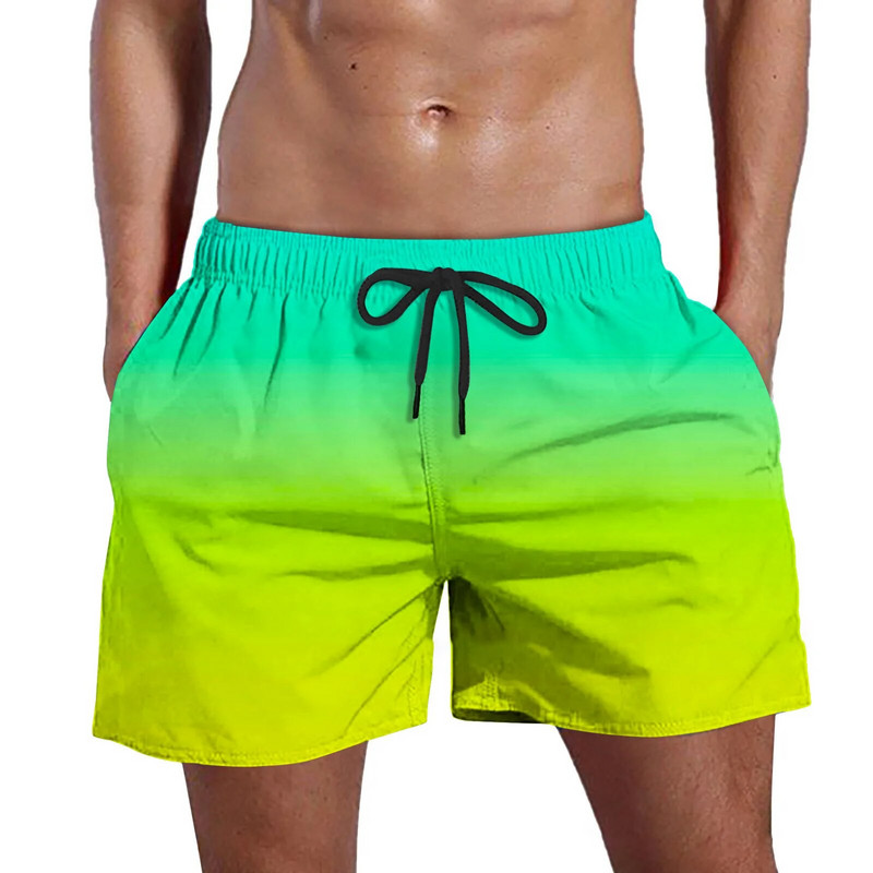 2023-as férfi sport rövid színátmenetes úszónadrág Nyári Quick Dry Pocket Beach Shorts Hawaii Board Shorts Férfi Ruházat Futás Edzés