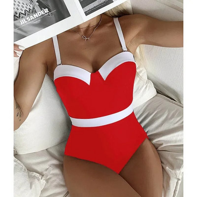 Novi Push Up kupaći kostim iz 2024. Jednodijelni patchwork kupaći kostimi Ženski seksi bodi sa žicom Monokini Ženski kupaći kostimi Kupaći kostimi
