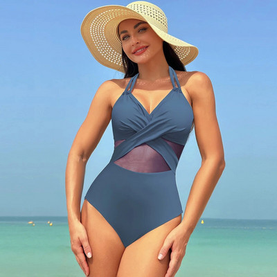 ZRTAT 2024 Novi jednodijelni kupaći kostimi Ženski jednobojni mrežasti bikini kupaći kostimi Bikini konzervativni kupaći kostim Ženski kupaći kostim za djevojke