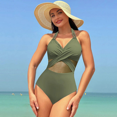 ZRTAT 2024 Novi jednodijelni kupaći kostimi Ženski jednobojni mrežasti bikini kupaći kostimi Bikini konzervativni kupaći kostim Ženski kupaći kostim za djevojke