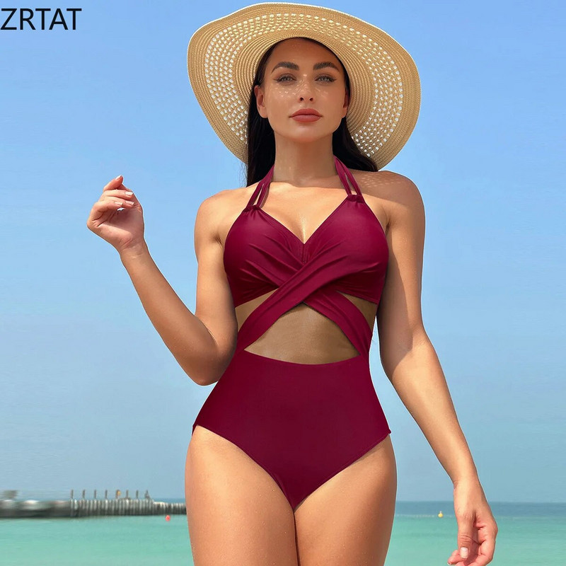 ZRTAT 2024 Novi jednodijelni kupaći kostimi Ženski jednobojni mrežasti bikini kupaći kostimi Bikini konzervativni kupaći kostim Ženski kupaći kostim za djevojke