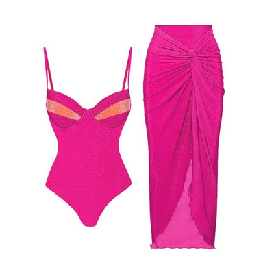 2024 Push Up jednodijelni kupaći kostim sa suknjom za plažu Retro kupaći kostim Ženski seksi kupaći kostim Jednobojna odjeća za plažu Monokini Ljeto za plivanje