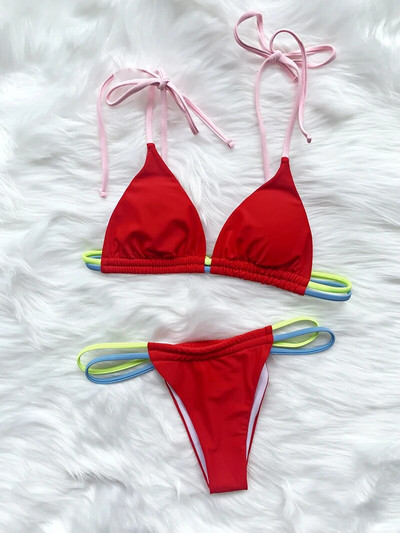 Seksi mikro mini bikini komplet u jednoj boji, ženski kupaći kostim, novi Push Up kupaći kostim za 2023., ženski kupaći kostim s trokutom i žicama