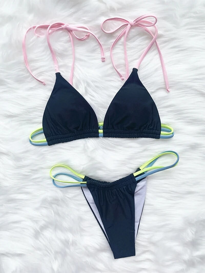Seksi mikro mini bikini komplet u jednoj boji, ženski kupaći kostim, novi Push Up kupaći kostim za 2023., ženski kupaći kostim s trokutom i žicama