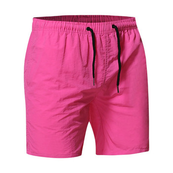 Летни плажни къси панталони Мъжки бански гащи Къси панталони Мъжки спортни бански костюми Ярко розово Едноцветно спортно мъжко бельо Къси панталони Masculino