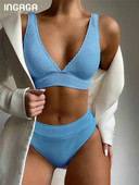 Seksika tekstuuriga bikiinid, kõrge vöökohaga ujumistrikood, soliidsed seksikad naiste ujumisriided 2023. aasta ujumiskostüüm naistele, laiade rihmadega bikiinikomplekt