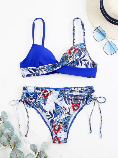 Bikini s tropskim printom 2023. Ženski kupaći kostim s uzicom Ženski Push Up kupaći kostim Odjeća za plažu Kupaći kupaći kostim za kupanje Kupaći kostim 