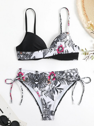 Bikini s tropskim printom 2023. Ženski kupaći kostim s uzicom Ženski Push Up kupaći kostim Odjeća za plažu Kupaći kupaći kostim za kupanje Kupaći kostim 