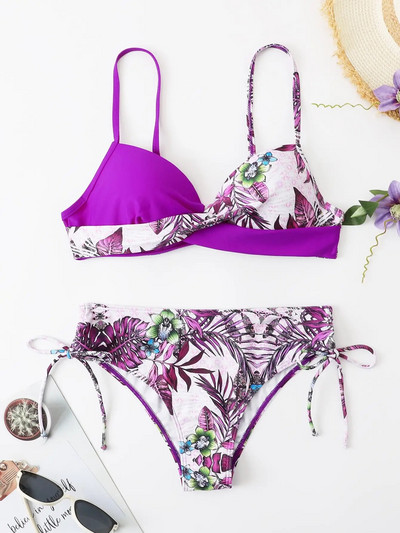 Bikini s tropskim printom 2023. Ženski kupaći kostim s uzicom Ženski Push Up kupaći kostim Odjeća za plažu Kupaći kupaći kostim za kupanje Kupaći kostim 