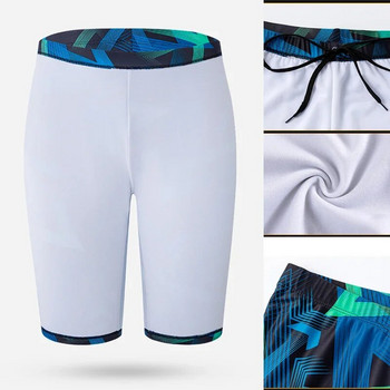 YUKE Професионални мъжки плувни гащи, дълги до коляното, състезателни бански костюми за тренировка по плуване Мъжки панталони Бързосъхнещи щампи