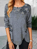 Ženska majica dugih rukava s otisnutim uzorkom, pulover s okruglim izrezom, nova jesen 2023., široka ležerna majica od poliestera