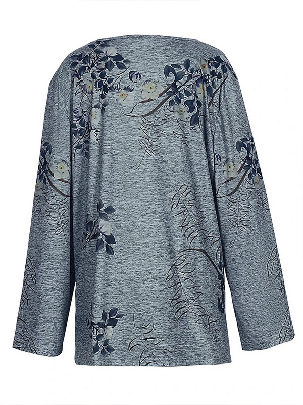 Ženska majica dugih rukava s otisnutim uzorkom, pulover s okruglim izrezom, nova jesen 2023., široka ležerna majica od poliestera