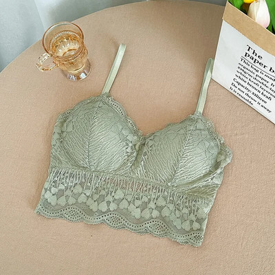 Csipke Bralette nyitott hátú melltartó U típusú vezeték nélküli csont nélküli melltartó virágos női felső hát nélküli alsónemű Szexi melltartó Sujetadores