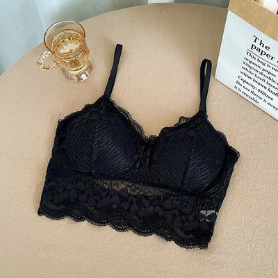 Csipke Bralette nyitott hátú melltartó U típusú vezeték nélküli csont nélküli melltartó virágos női felső hát nélküli alsónemű Szexi melltartó Sujetadores