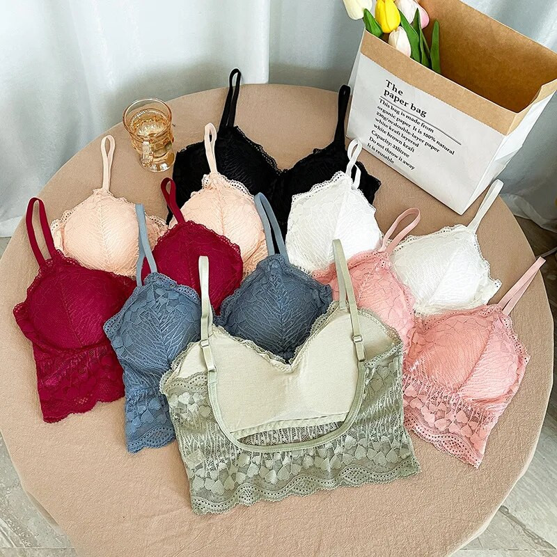 Csipke Bralette nyitott hátú melltartó U típusú vezeték nélküli csont nélküli melltartó virágos női felső hát nélküli alsónemű Szexi melltartó Sujetadores