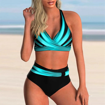 Γυναικείο Μαγιό Plus Size 2 τμχ/Σετ Γυναικείο μαγιό αντίθεσης χρώματος με επένδυση ασύρματο μαγιό Beach купальник 2022 новинка