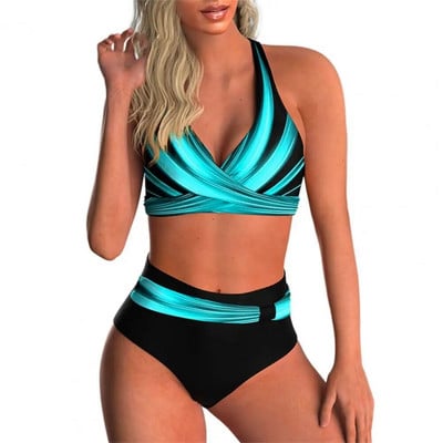 Női nagy méretű fürdőruha 2 db/szett Női fürdőruha kontraszt színű, pontszerű párnázott vezeték nélküli fürdőruha Beach купальник 2022 новинка