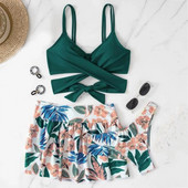 Női csipke szoknya csúszásgátló nyomat három részes szoknyaruha fürdőruha fiú fürdőing 1416-os női fürdőruha rövidnadrággal