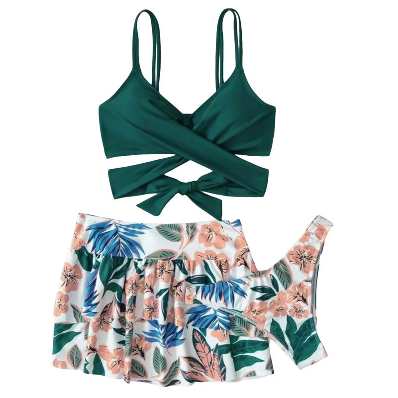 Női csipke szoknya csúszásgátló nyomat három részes szoknyaruha fürdőruha fiú fürdőing 1416-os női fürdőruha rövidnadrággal