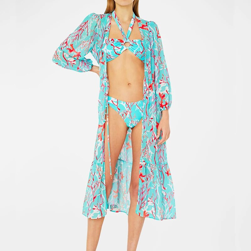 Ženski seksi kupaći kostim sa suknjom, ljetni print, dvodijelni bikini i Cover Up Push Up odjeća za plažu, luksuzni kupaći kostim Biquini, ženski
