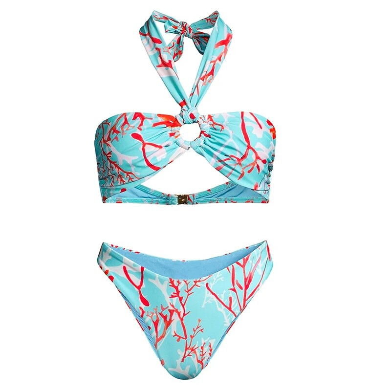 Ženski seksi kupaći kostim sa suknjom, ljetni print, dvodijelni bikini i Cover Up Push Up odjeća za plažu, luksuzni kupaći kostim Biquini, ženski