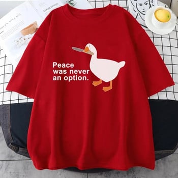 Tee Clothes Vintage О-образно деколте Тениска с голям размер Peace Was Never An Option Дамска тениска със забавен принт на Kawaii Cool Street T-Shirt Soft