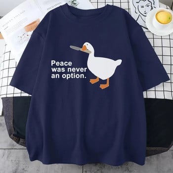 Tee Clothes Vintage О-образно деколте Тениска с голям размер Peace Was Never An Option Дамска тениска със забавен принт на Kawaii Cool Street T-Shirt Soft