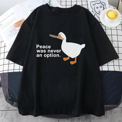 Póló Ruhák Vintage O-nyakú, nagy méretű póló, a béke soha nem volt lehetőség Kawaii Funny Print női póló Cool Street póló puha