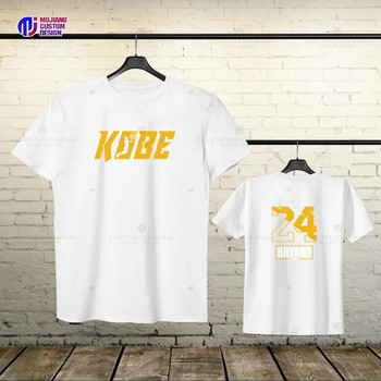 Νέο Νο. 24 Μπλουζάκι Basketball Plus Size Βαμβακερό Μαύρο Φανς Μπλουζάκι με κοντό μανίκι Sports Casual Top Street πουκάμισο