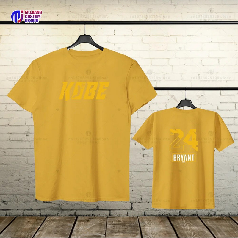 Νέο Νο. 24 Μπλουζάκι Basketball Plus Size Βαμβακερό Μαύρο Φανς Μπλουζάκι με κοντό μανίκι Sports Casual Top Street πουκάμισο