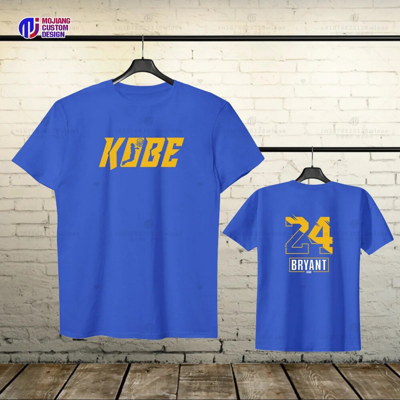 Νέο Νο. 24 Μπλουζάκι Basketball Plus Size Βαμβακερό Μαύρο Φανς Μπλουζάκι με κοντό μανίκι Sports Casual Top Street πουκάμισο