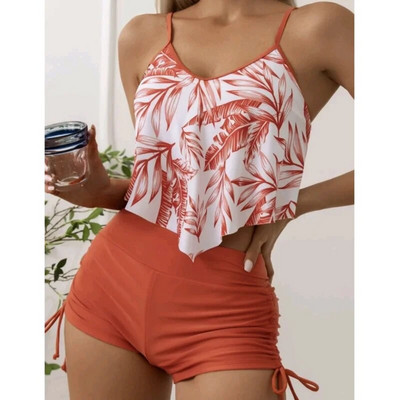 Naujas spausdinimas Moteriškų maudymosi kostiumėlių Tankini rinkiniai Moteriški maudymosi kostiumėliai Push Up 2024 Paplūdimio apranga dviejų dalių mergaičių maudymosi kostiumėliai prie baseino