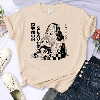 Μπλουζάκι με μοτίβο Demon Slayer Γυναικείο μπλουζάκι Y2K Κοριτσίστικο Y2k Ρούχα Plus Size Μπλουζάκια με λαιμόκοψη Καλοκαιρινή μπεζ μόδα T-shirt Βαμβακερά ρούχα