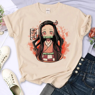 Μπλουζάκι με μοτίβο Demon Slayer Γυναικείο μπλουζάκι Y2K Κοριτσίστικο Y2k Ρούχα Plus Size Μπλουζάκια με λαιμόκοψη Καλοκαιρινή μπεζ μόδα T-shirt Βαμβακερά ρούχα