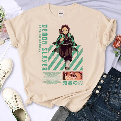 Μπλουζάκι με μοτίβο Demon Slayer Γυναικείο μπλουζάκι Y2K Κοριτσίστικο Y2k Ρούχα Plus Size Μπλουζάκια με λαιμόκοψη Καλοκαιρινή μπεζ μόδα T-shirt Βαμβακερά ρούχα