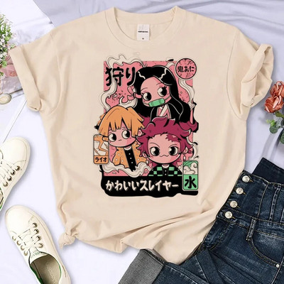 Μπλουζάκι με μοτίβο Demon Slayer Γυναικείο μπλουζάκι Y2K Κοριτσίστικο Y2k Ρούχα Plus Size Μπλουζάκια με λαιμόκοψη Καλοκαιρινή μπεζ μόδα T-shirt Βαμβακερά ρούχα