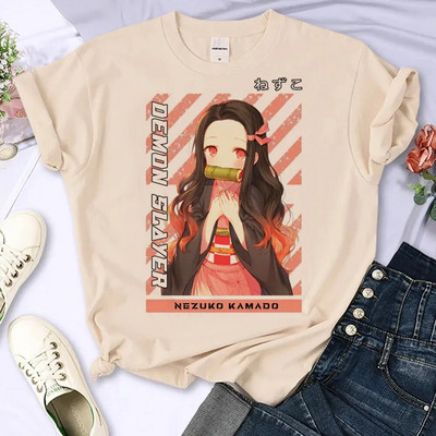 Μπλουζάκι με μοτίβο Demon Slayer Γυναικείο μπλουζάκι Y2K Κοριτσίστικο Y2k Ρούχα Plus Size Μπλουζάκια με λαιμόκοψη Καλοκαιρινή μπεζ μόδα T-shirt Βαμβακερά ρούχα