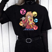 Tricou pentru femei de dimensiuni mari de modă Toradora, tricouri cu imprimeu drăguț pentru bărbați, tricouri hip hop, îmbrăcăminte amuzantă, topuri unisex pentru femei