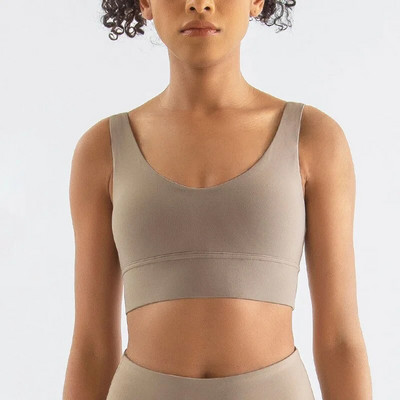 Stown smeđi sportski grudnjak za fitness za žene Push Up podstavljene naramenice Trčanje u teretani Vježbanje Yoga Donje rublje Crop Tops