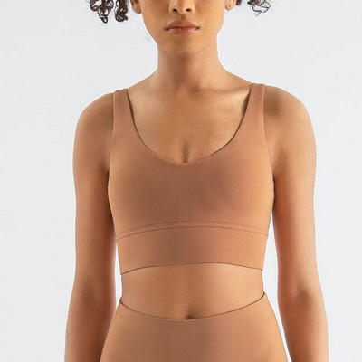 Stown smeđi sportski grudnjak za fitness za žene Push Up podstavljene naramenice Trčanje u teretani Vježbanje Yoga Donje rublje Crop Tops