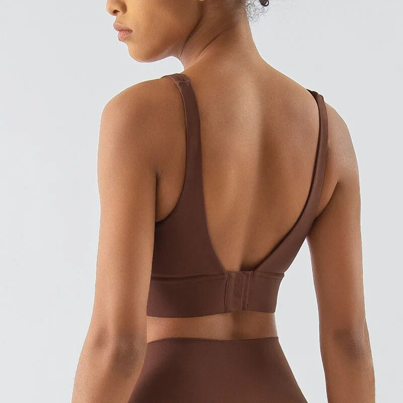 Stown smeđi sportski grudnjak za fitness za žene Push Up podstavljene naramenice Trčanje u teretani Vježbanje Yoga Donje rublje Crop Tops