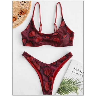 Seksi bikini set za žene Push Up Ženski kupaći kostim Kupaći kostim s printom zmijske kože Odvojeni brazilski kupaći kostim od 2 dijela 2024.