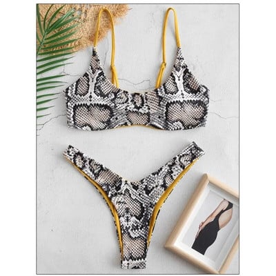 Seksi bikini set za žene Push Up Ženski kupaći kostim Kupaći kostim s printom zmijske kože Odvojeni brazilski kupaći kostim od 2 dijela 2024.