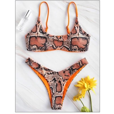 Seksi bikini set za žene Push Up Ženski kupaći kostim Kupaći kostim s printom zmijske kože Odvojeni brazilski kupaći kostim od 2 dijela 2024.