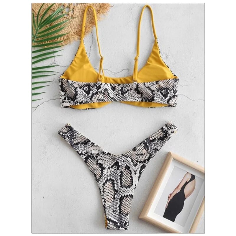 Seksi bikini set za žene Push Up Ženski kupaći kostim Kupaći kostim s printom zmijske kože Odvojeni brazilski kupaći kostim od 2 dijela 2024.