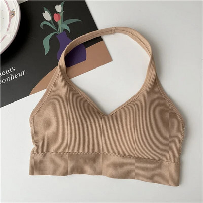 Szexi sport Push Up melltartó női hát nélküli kötőfék, cső felső, tömör ütésálló bralette jóga fehérnemű sportruházat