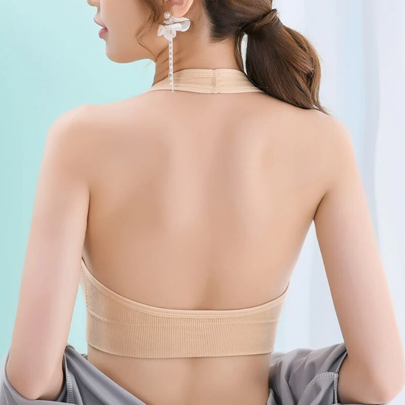 Szexi sport Push Up melltartó női hát nélküli kötőfék, cső felső, tömör ütésálló bralette jóga fehérnemű sportruházat